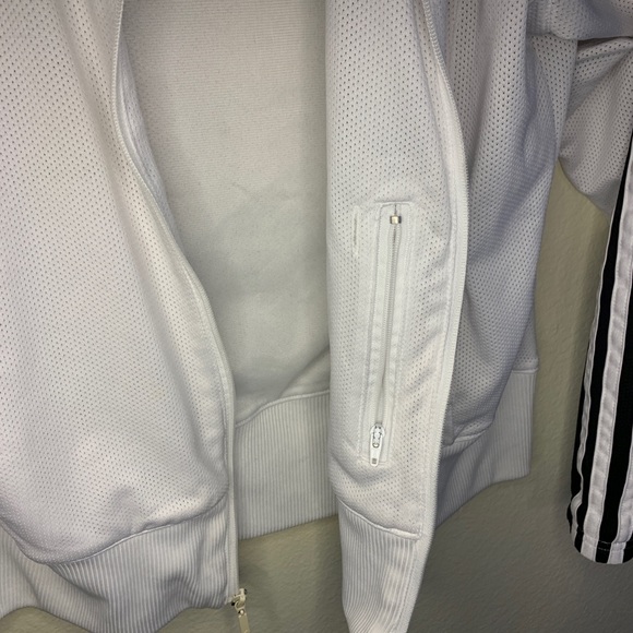 Adidas White Sporty Jacket with Black Trim Ladies Sz M - Picture 6 of 8